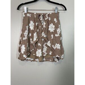 For Love & Lemons Floral Sweet Jane Wrap Skirt Size XS Coffee Color Lightweight